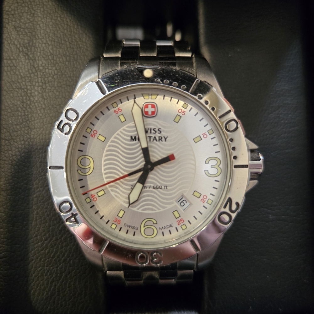 Men's Silver Stainless Steel Dive Watch - Silver Dial